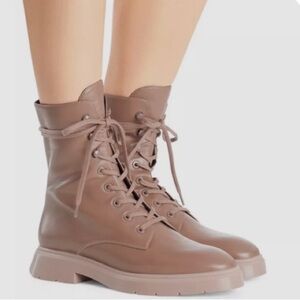 Stuart Weitzman size 10.5 McKenzie taupe -mauve lace up combat boots
neutral